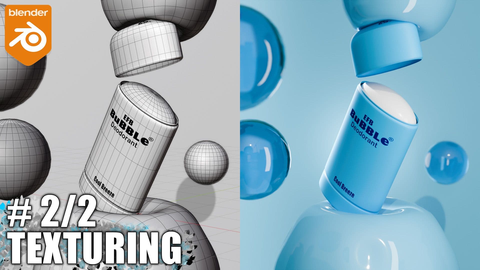 Texturing & Materials for Deodorant Product Visualization in Blender Part 2